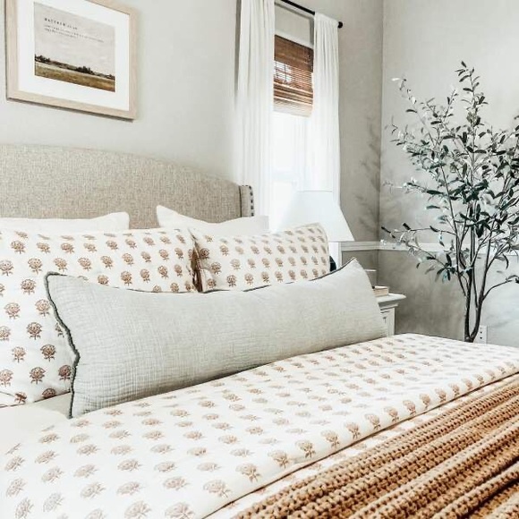 Full/Queen Lofty Cotton Slub Woodblock Print Floral Quilt Threshold Studio McGee - Picture 7 of 8